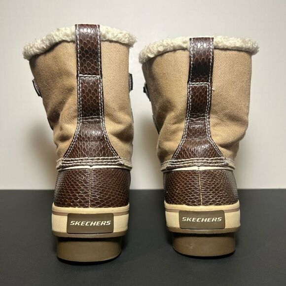 Womens SKECHERS Outdoor Faux Fur Lined Snakeskin Print Boots / Size 8 - Picture 4 of 10